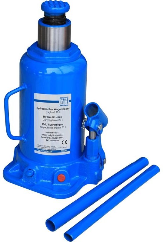 SW-Stahl 20606L Stempelwagenheber, 20 t I Wagenheber hydraulisch I Kompakt-Wagenheber I hydraulischer Stempel Heber 20 T...