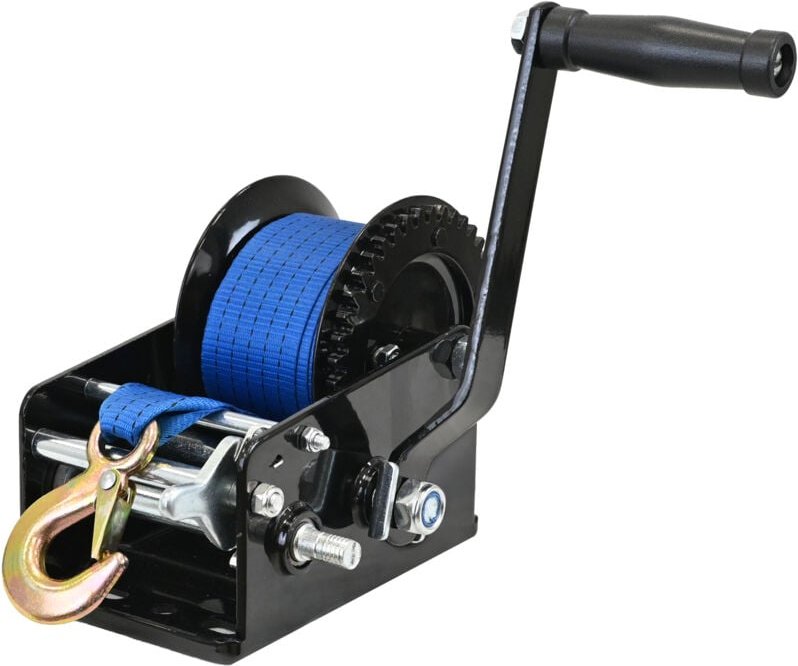 Gurtwinde 1360 kg Gurtlänge 10 m Gurtbreite 5 cm mit Lasthaken Sperrhebel Handkurbel ergonomisch