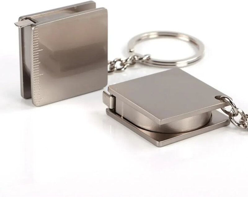 Neu eingetroffen: Edelstahl-Maßband-Schlüsselanhänger, Messwerkzeug, Lineal, 1 Stück