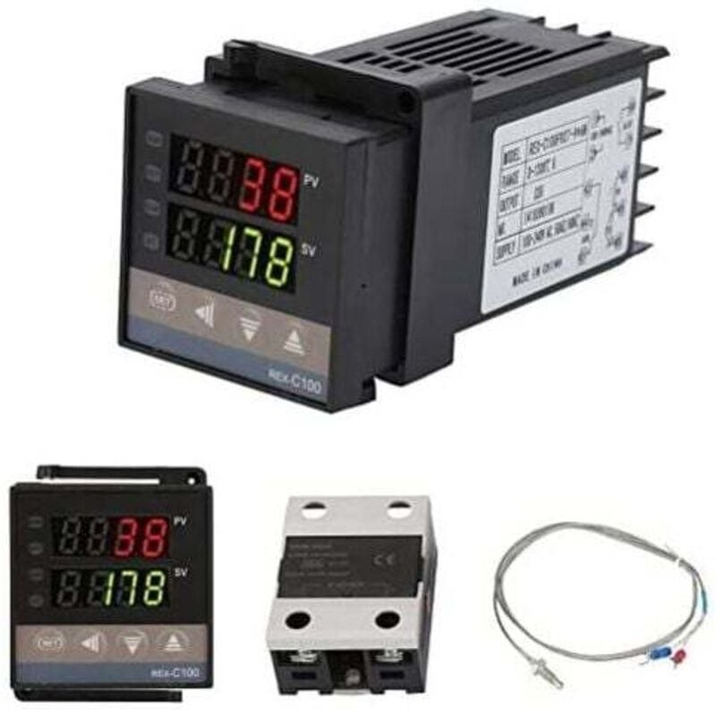 REX-C100 PID-Temperaturregler, digitales Thermostat-Kit AC110V-240V, 0℃1300℃, digitaler LED-Temperaturregler mit Alarm