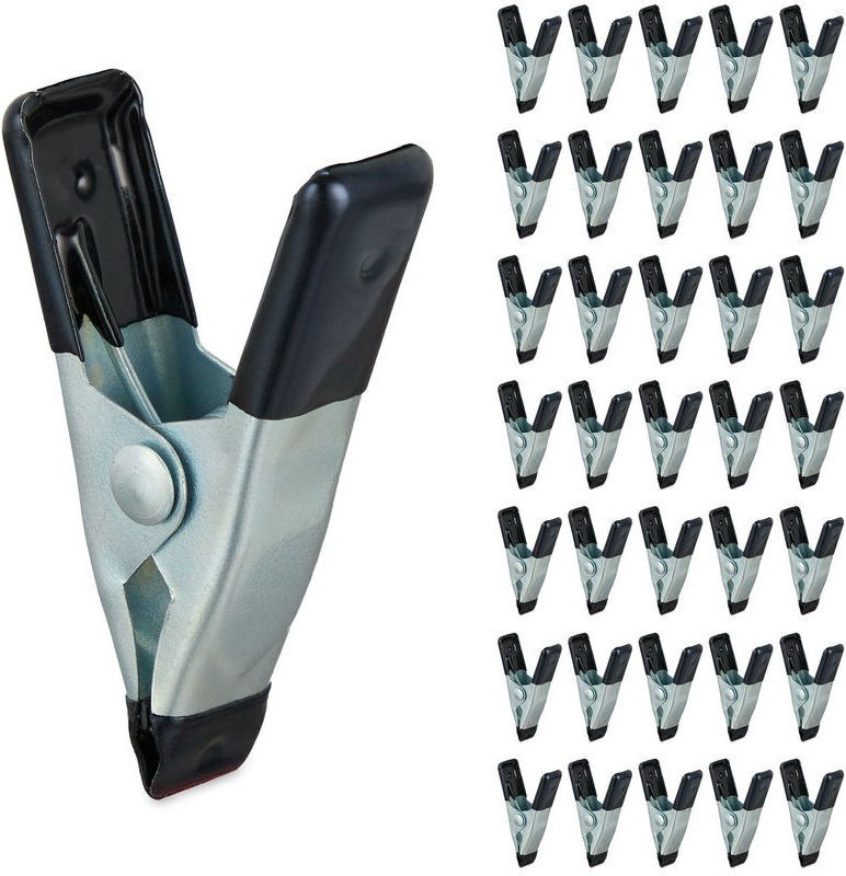 Set mit 36 Klemmen, kleine Klemmen für Bastelarbeiten, Modellbau, Metall, 20 mm Spalt, schwarz