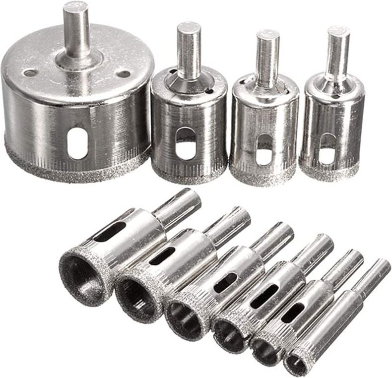 Beijiyi - 10-teiliges Diamant-Lochsägen-Bohrer-Set 3–50 mm für Keramik, Glas, Porzellan, Marmor, Granit (3/4/5/6/8/10/12...