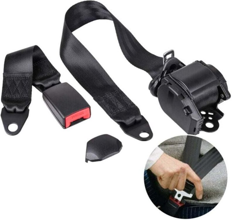 Verstellbarer 3-Punkt-Sicherheitsgurt, universeller automatischer Teleskop-Autosicherheitsgurt für Go-Karts, Golfwagen, ...