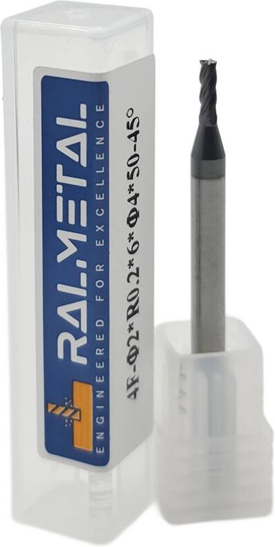 Radialfräser aus Vollhartmetall Fi 2 x R0.2 x 4D x 50 45 HRC