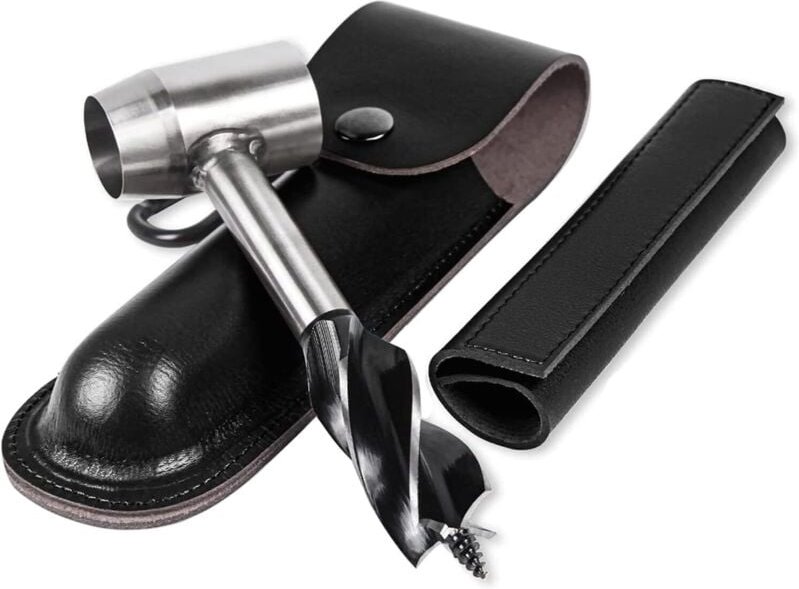 Vtizikl Perceuse à main pour le travail du bois – Mèche hélicoïdale multi-usages avec étui en cuir, outils de survie man...