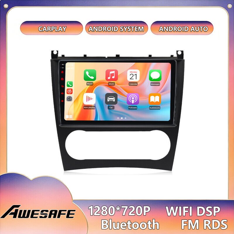 AWESAFE 4G Android 13 Autoradio 4GB+64GB für Benz C Klasse W203 (2005–2009) 9" Touchscreen mit CarPlay GPS BT Android Au...