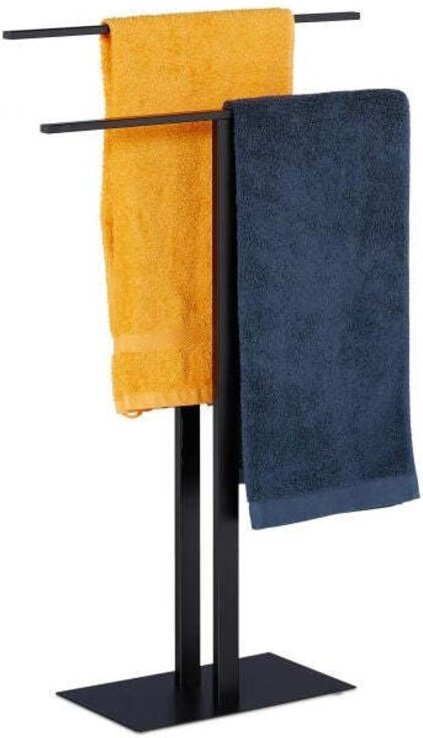 Black towel rack with 2 bars