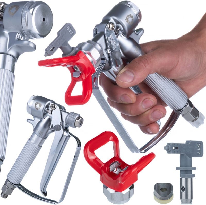 Rosfix UltraSpray MasterJet MJ1 – Farbspritzpistole mit Hi-Flow 517 Düse & Edelstahl-Schutz 3600 psi, 1/4" & 7/8" Gewind...