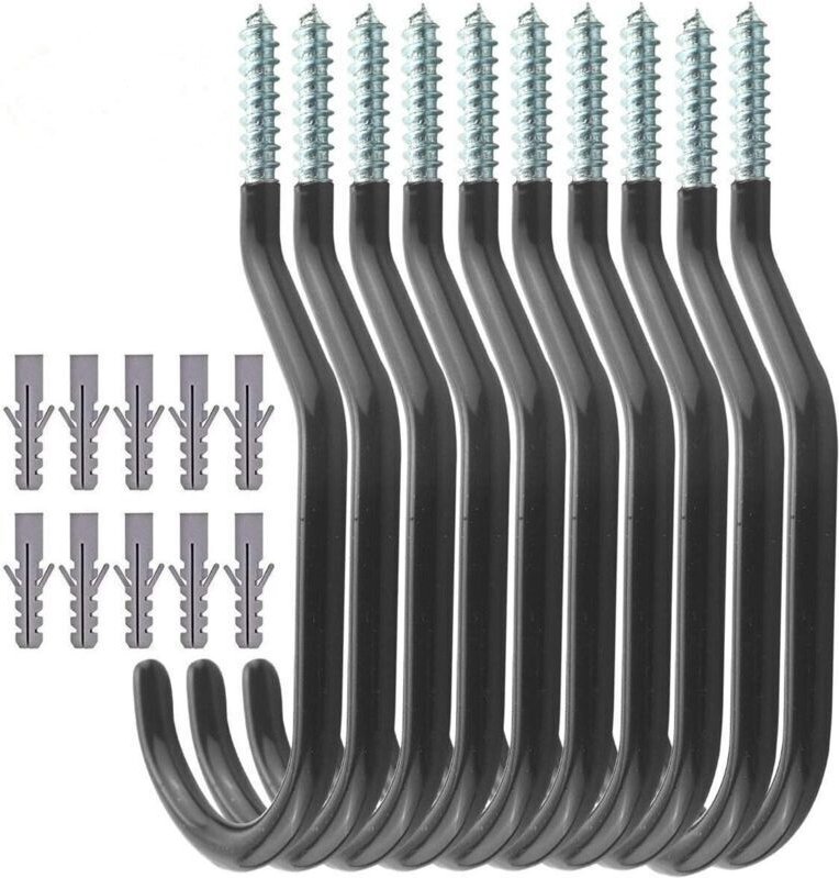 10 Fahrradhaken, Fahrradhaken mit hoher Tragkraft, Montagehaken-Set mit 10 Kunststoffschrauben, Decken-/Wandmontage