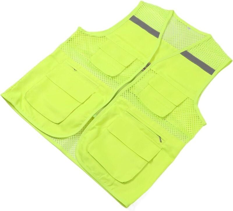 Reflektorweste, Warnweste, Warnweste mit Reißverschluss, Reflektorweste aus Netzgewebe, Warnweste für Baustellen
