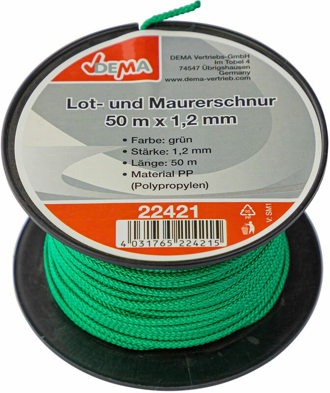 Lot- und Maurerschnur 50m x 1,2mm pp grün