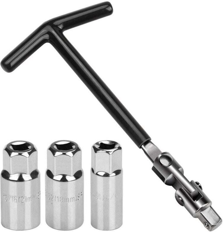 Zündkerzenschlüssel, 3 Stecknüsse 16 mm 18 mm 21 mm Motorrad Auto Zündkerzen-Entfernungswerkzeug T-Griff