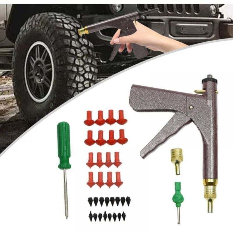 Vtizikl Kit de réparation de crevaison de voiture sans chambre à air avec bouchons champignons, buses, sondes - Kit de r...