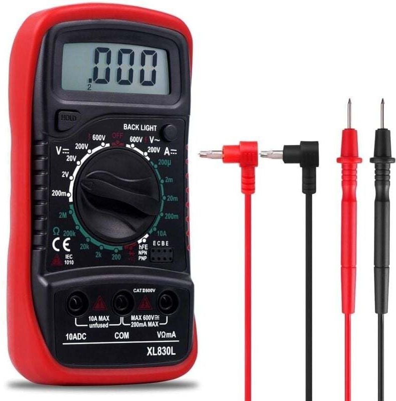 Multimètre numérique portable avec écran LCD et rétroéclairage bleu, ce testeur électrique mesure la tension AC/DC, les ...