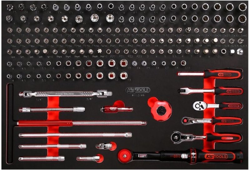 Ks Tools 1/4 Steckschlüssel-Satz in Schaumstoffeinlage, 169-tlg.