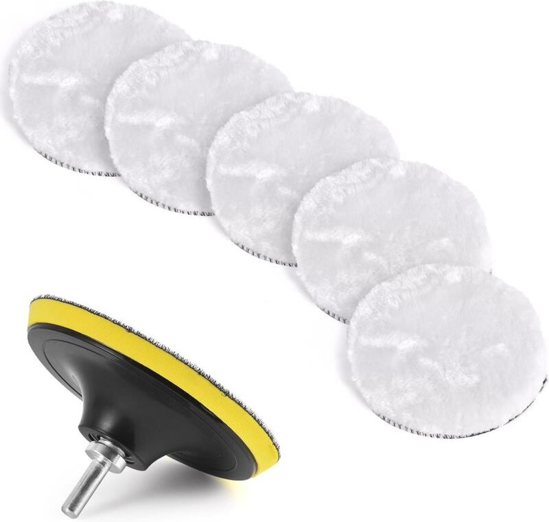 150 mm Woll-Polierpad, Polierschwamm, Polierpad-Set für Auto mit M14-Bohrer zum Polieren von Auto-Schleifwachs