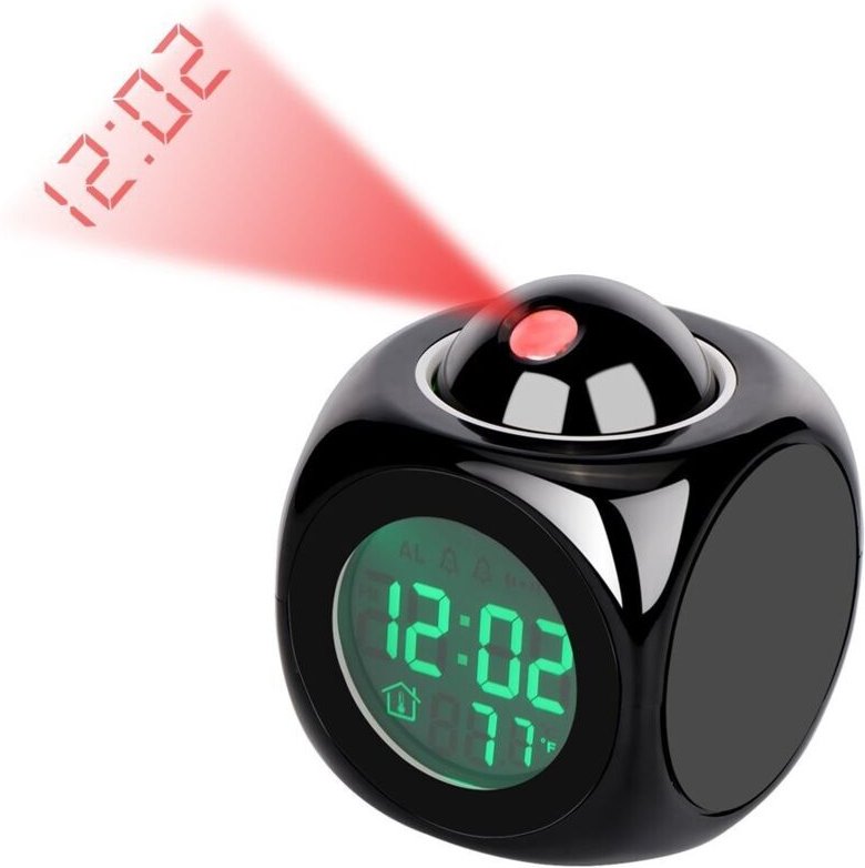 Multifunktionaler digitaler Projektionswecker für den Haushalt mit Sprachansage, LCD-Display, elektronischem Thermometer...