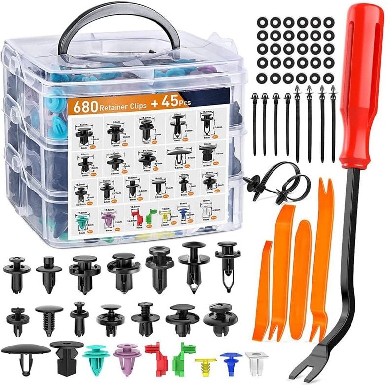 Tlily - 725-Teiliges Auto-Druckhalteclips- und Autobefestigungssortiment - 23 GäNgige GrößEn StoßFäNger-KotflüGelnieten ...