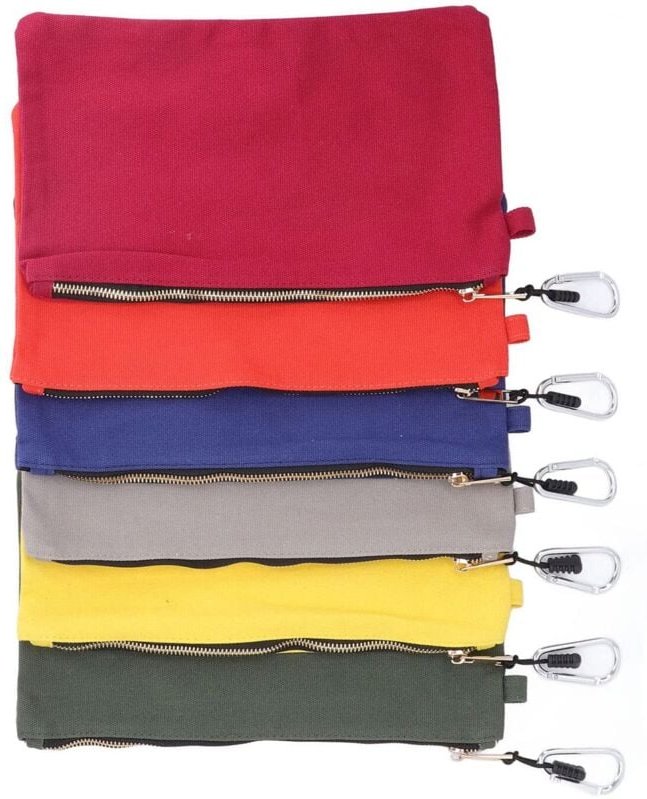 Set aus 6 Werkzeugtaschen aus Segeltuch mit Reißverschluss und Karabinerhaken, kleine Mehrzwecktasche, 31 x 19 cm, zur ü...
