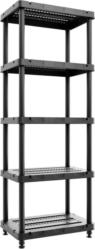 Titan X - Modulares Regal mit 5 Ebenen 90x45xH185 cm aus schwarzem Kunststoff