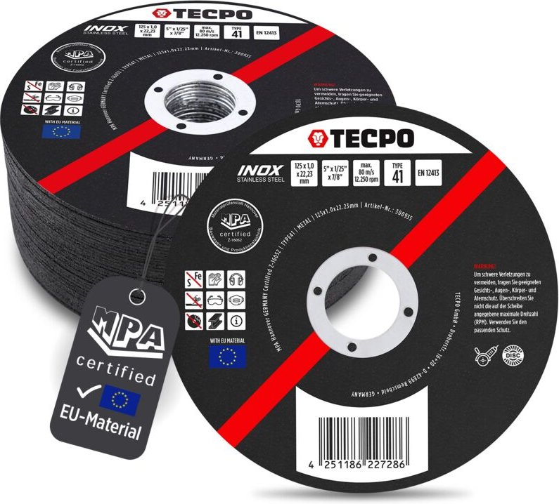 TECPO Trennscheiben Ø 125 / 180 / 230 mm Flexscheiben für Edelstahl INOX Stahl
