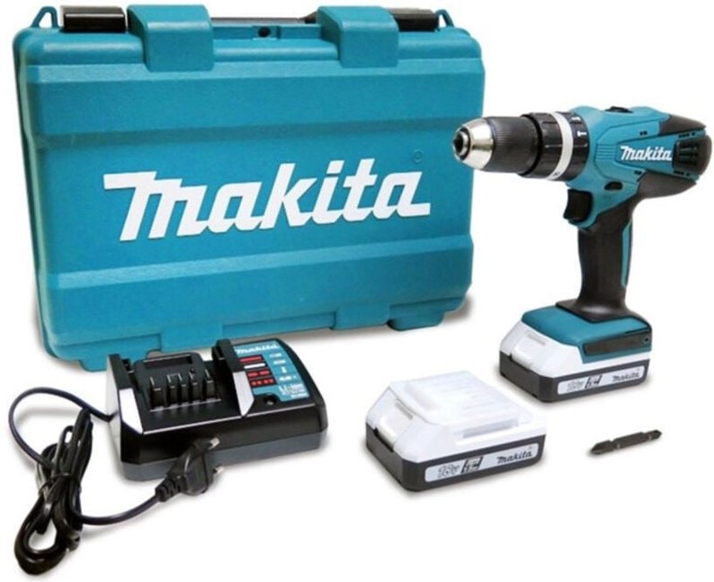 Trade Shop Traesio - Trade Shop - makita HP457DWE akku-schlagbohrmaschine mit 18V lithium akku 1,5AH -
