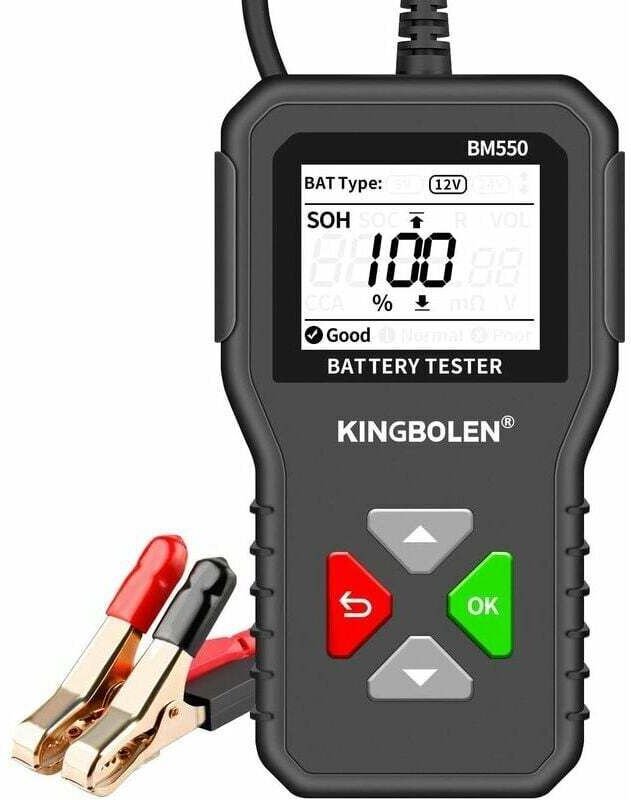 BM550 Autobatterietester – 6 V, 12 V, 24 V – 100–2000 CCA – 2–200 Ah – Lichtmaschinentester – Digitaler Batterieanalysat...