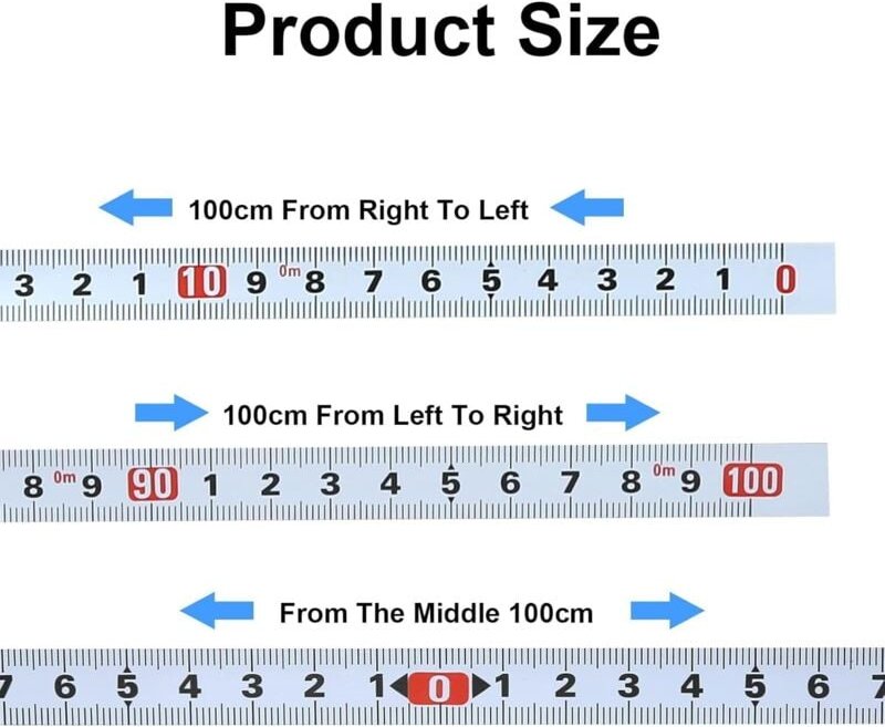 4 Stück Selbstklebendes Maßband 1m Metrisches, zum Aufkleben, 2x 1m Links Nach Rechts, 1x 1m Rechts Nach Links, 1x 2m De...