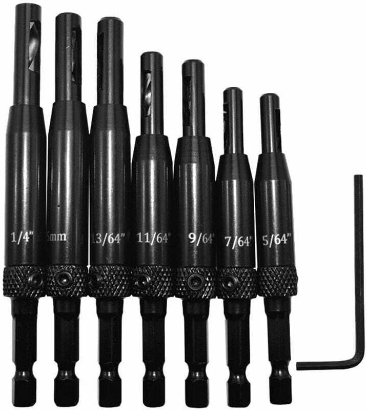 7-teiliges Zentrierbohrer-Set für selbstzentrierende Türen, Scharnier-Gewindebohrer, Holzbearbeitungswerkzeuge