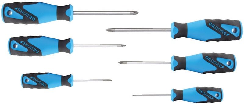Werkstatt Schraubendreher-Set 6teilig Kreuzschlitz Phillips, Kreuzschlitz Pozidriv - Gedore