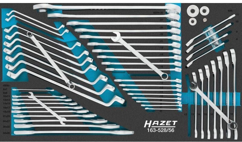 Hazet Schraubenschlüssel Satz, Außen-Sechskant Profil, Außen-Doppel-Sechskant-Tractionsprofil, Anzahl Werkzeuge: 56