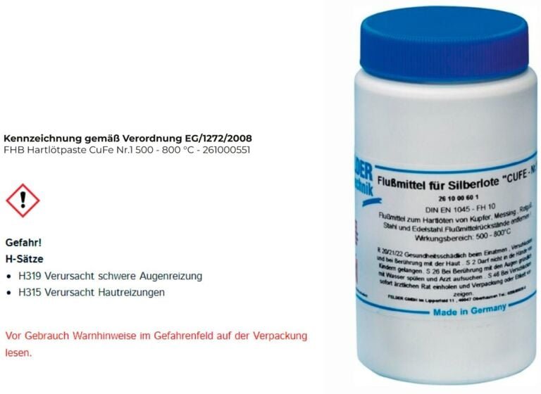 Hartlötpaste CuFe Nr.1 500-800GradC 250g Felder
