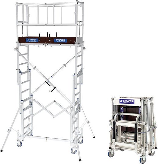 Teleskopgerüst X-TOWER. mit Ladeset - Max Arbeitshöhe 4,80m - 22405530-20405100