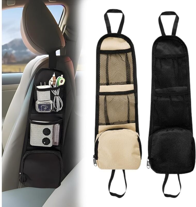 2-teiliger Seitensitz-Organizer, faltbare Auto-Aufbewahrungstasche, Hänge-Autotasche, Seitenaufbewahrung im Auto, Autosi...