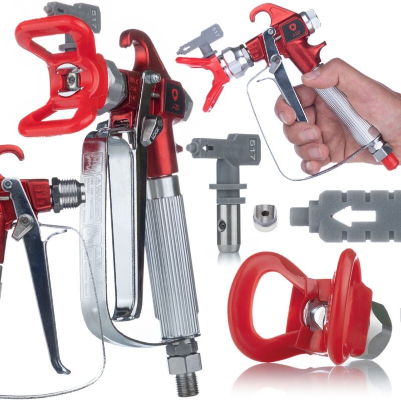 Rosfix UltraSpray J-20 Farbspritzpistole – 3000 psi, 1/4" Anschluss, 7/8" Düsengewinde Mit Düse 517 & Filter Für Graco, ...