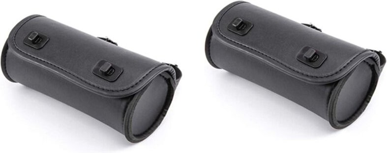 2X Motorrad Tasche PU LEDer Lenker Werkzeug Tasche Weichei Bar Roll Aufbewahrung Tasche Sattel Tasche mit 2 Riemen, Univ...