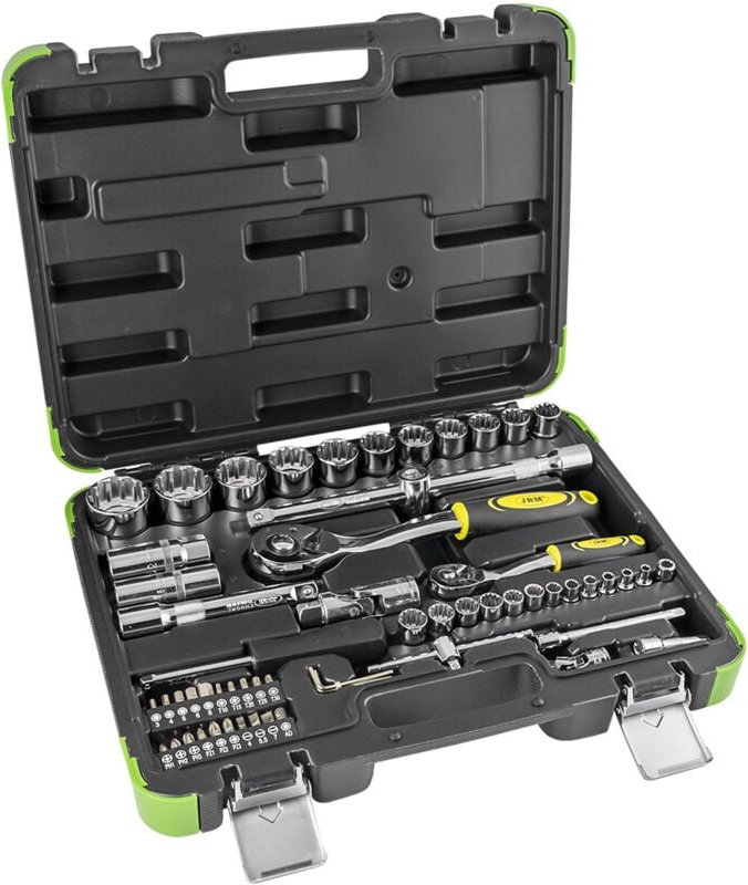 61-teiliger Werkzeugkoffer mit 1/2' und 1/4' Keileinsätzen JBM 53108