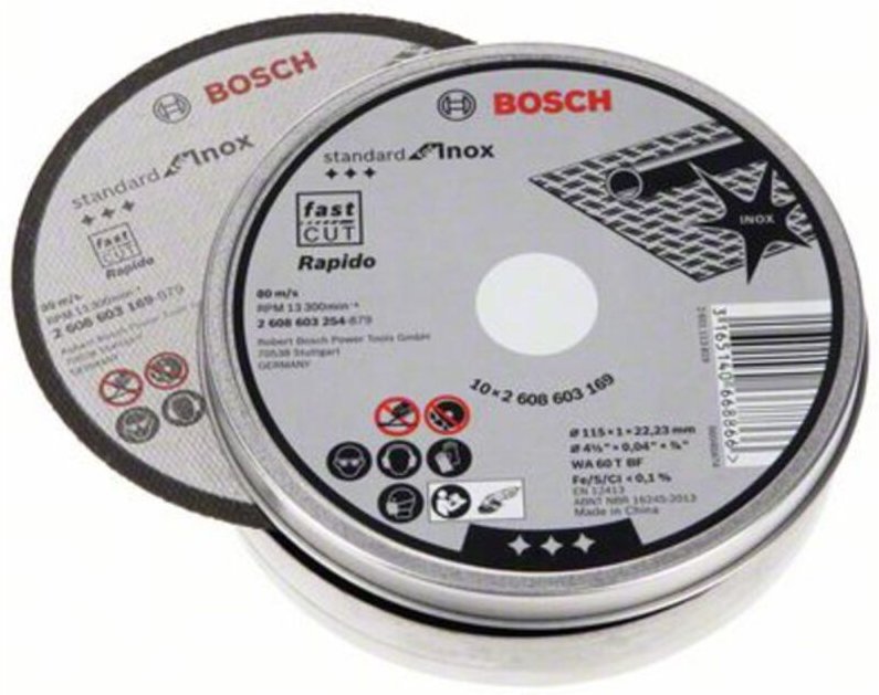 Bosch Trennscheibe gerade Standard for Inox - Rapido WA 60 T BF, 115 mm 10 Stk
