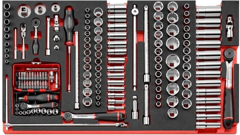FACOM XXL Schaumstoffm. Umschaltkn+Steckschl