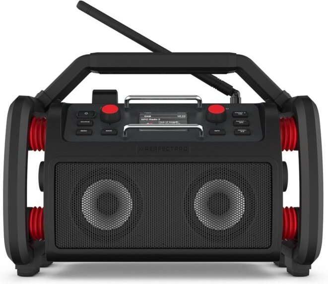 PerfectPro RockPro Baustellenradio DAB+, UKW AUX, Bluetooth®, USB Akku-Ladefunktion, spritzwasserge