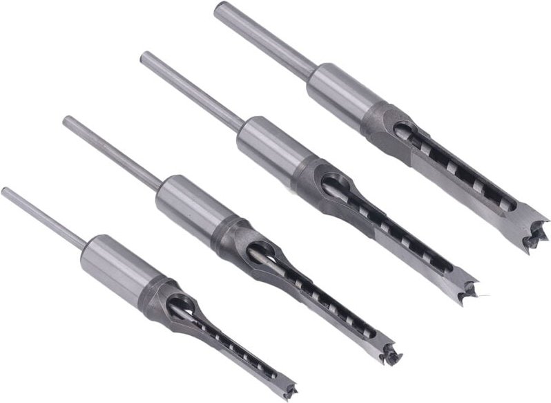 Vierkant-Bohrer-Set für die Holzbearbeitung, verschleißfester HSS-Fräser (1/4 Zoll, 5/16 Zoll, 3/8 Zoll, 1/2 Zoll), idea...
