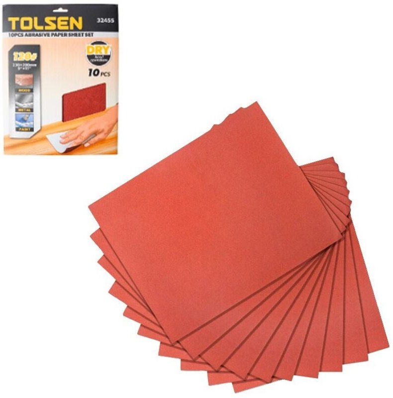 Set mit 10 TOLSEN-Schleifpapierblättern, 230 mm x 280 mm, Siliziumkarbid