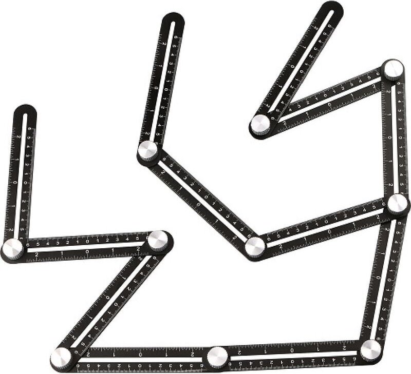 Mehrwinkel-Fliesenmesslineal – Schwarzes Winkelwerkzeug – Winkelschablone aus Aluminiumlegierung – 12 seitliche Werkzeug...