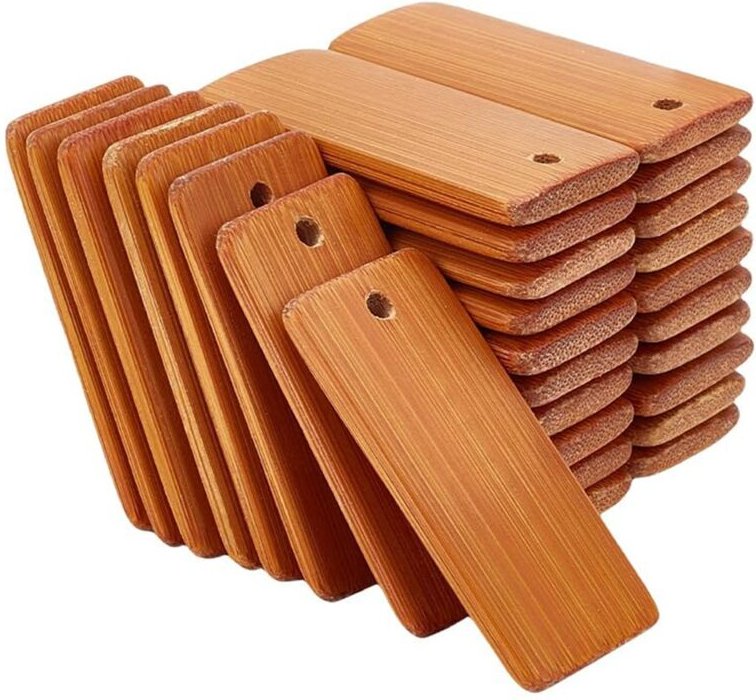 60 Stück Holzanhänger Schlüsselanhänger Rohlinge Rechteck Gravur Naturholzanhänger für Schlüsselanhänger Weinflasche