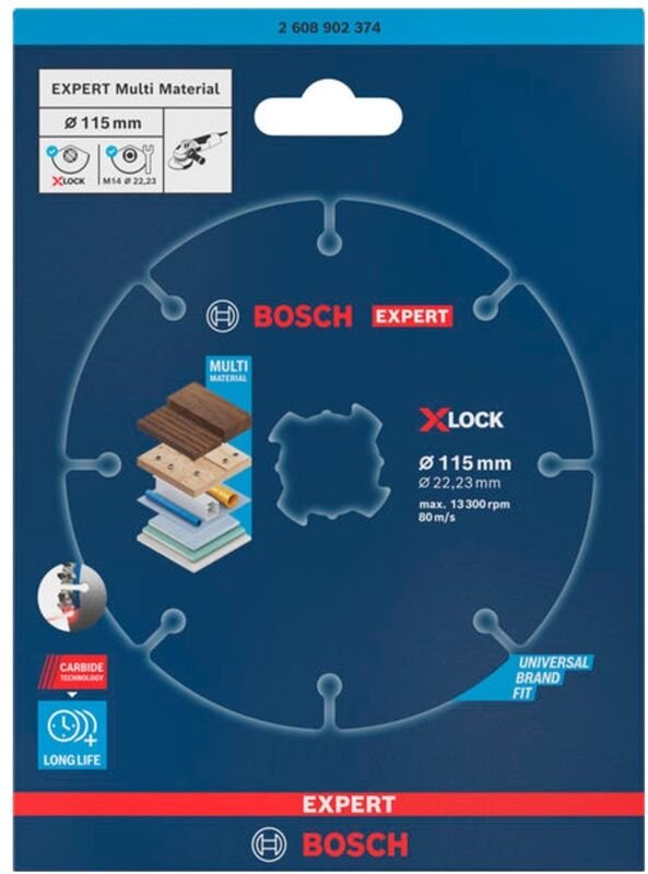 Bosch EXPERT Trennscheibe Multi Material Carbide, 115 x 1.6 x 22,23 mm, X-Lock