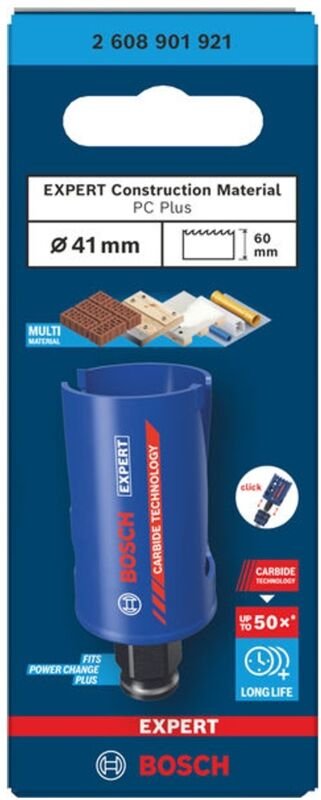 Bosch EXPERT Lochsäge Construction Material Power Change Plus, 41 x 60 mm