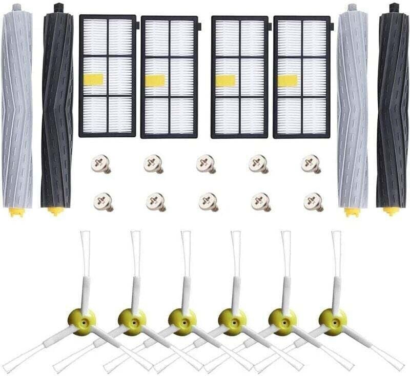 Ersatzteilset für iRobot Roomba 800/900 Serie, enthält 4 Walzen + 4 HEPA-Filter + 6 Seitenbürsten + 10 Schrauben
