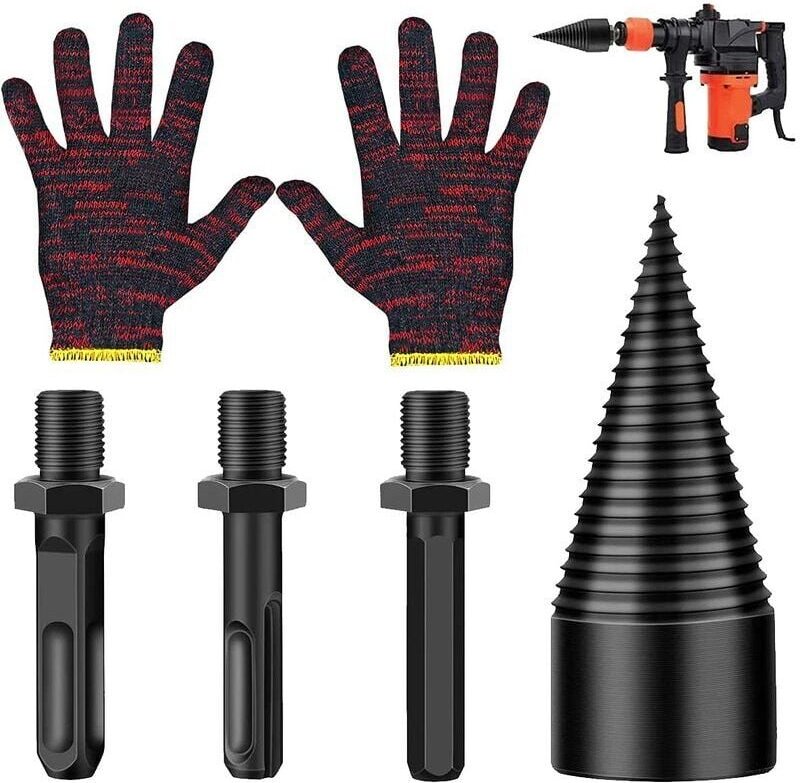 Vtizikl Fendeuse de Bûches, 42mm Foret de Fendeuse de Bois de Chauffage Fendeuse à Boisperceuse Robuste Perceuse Cône Fe...