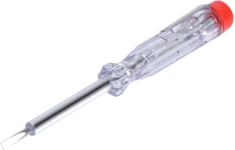 Polsuchschraubendreher (100-250V) 14 cm mit transparentem Griff und Clip