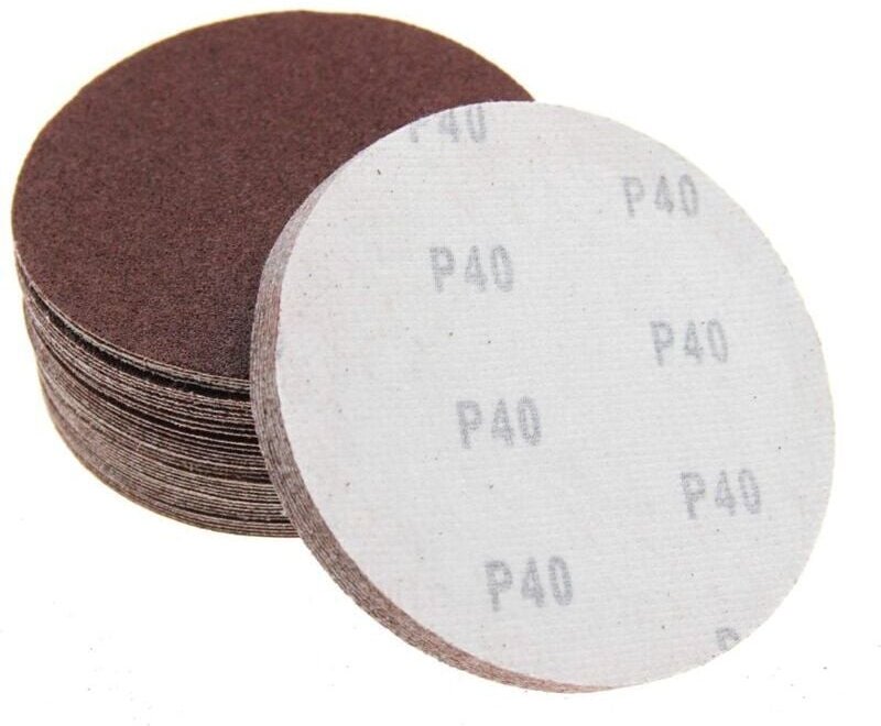 Dischi abrasivi da 150 mm con supporto a strappo per levigatrice, senza fori, 40/60/80/100/120, grana assortita, 50 pezz...